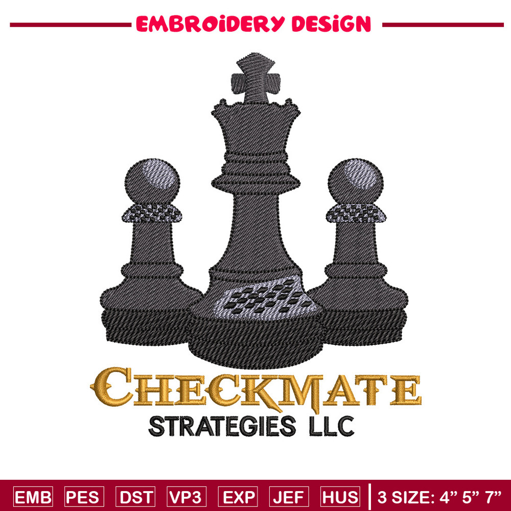 Check mate embroidery design, Chess embroidery, Embroidery file, Embroidery shirt, Emb design, Digital download.jpg