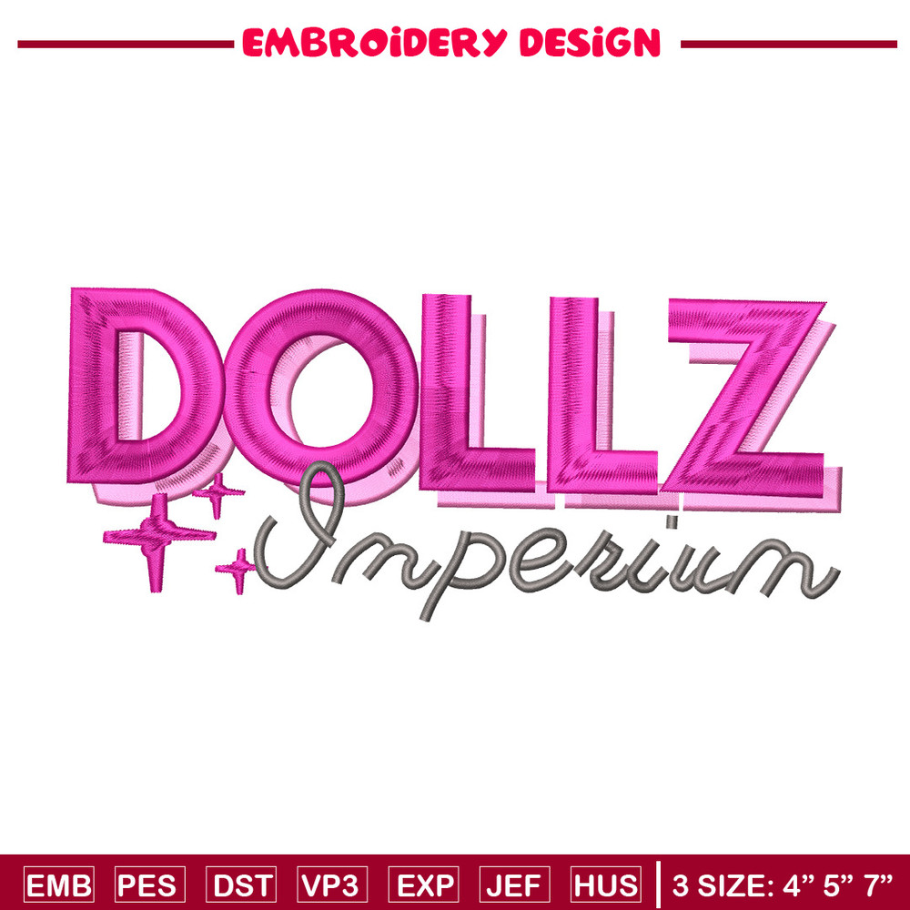 Dollz logo embroidery design, Logo embroidery, Embroidery file, Embroidery shirt, Emb design, Digital download.jpg