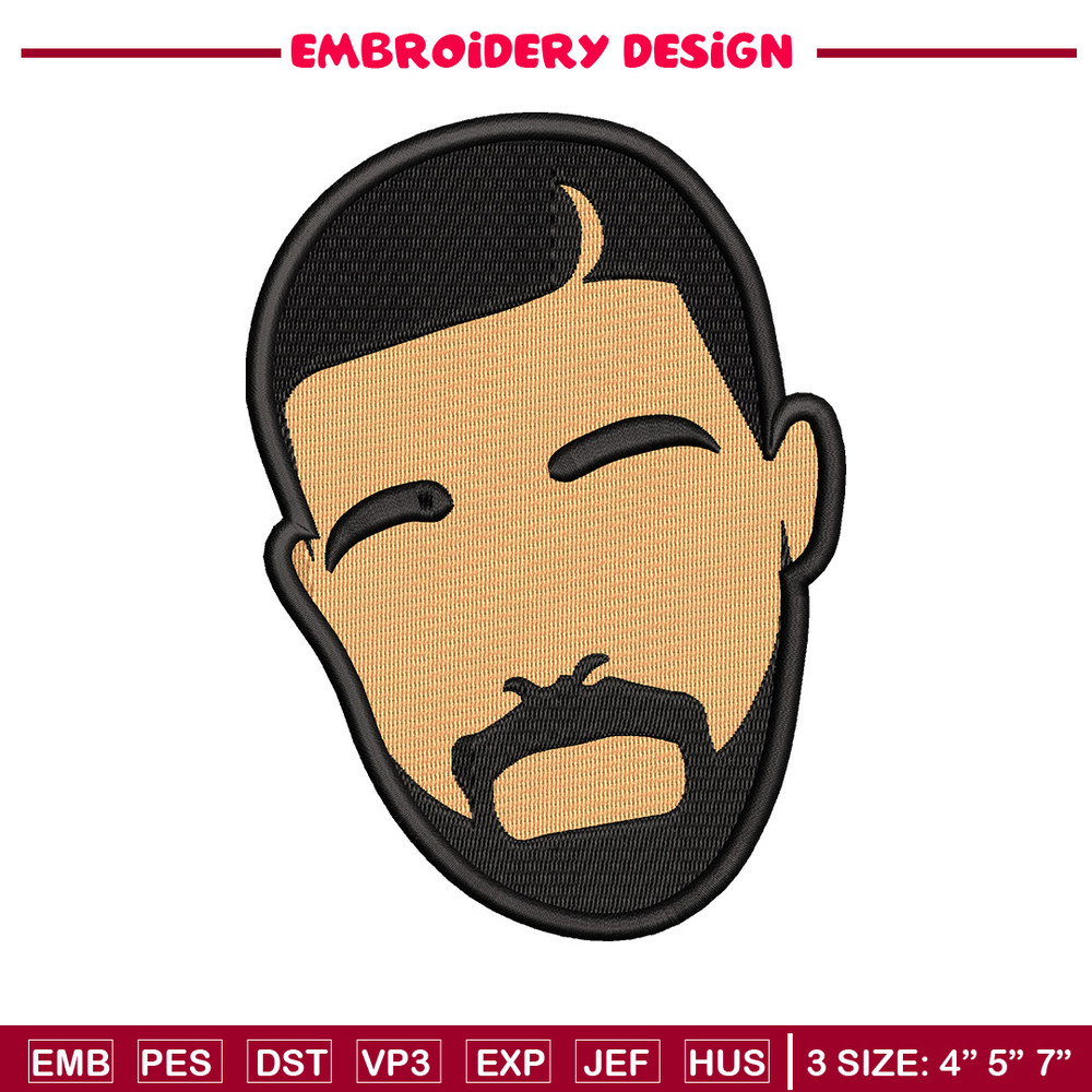 Drake face embroidery design, Drake embroidery, Embroidery file, Embroidery shirt, Emb design,Digital download.jpg