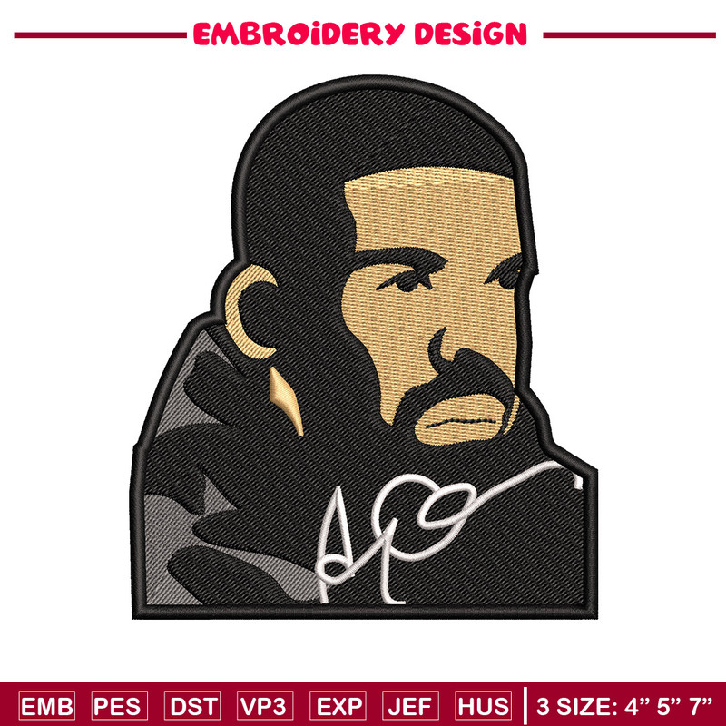 Drake man embroidery design, Drake embroidery, Embroidery file, Embroidery shirt, Emb design,Digital download.jpg