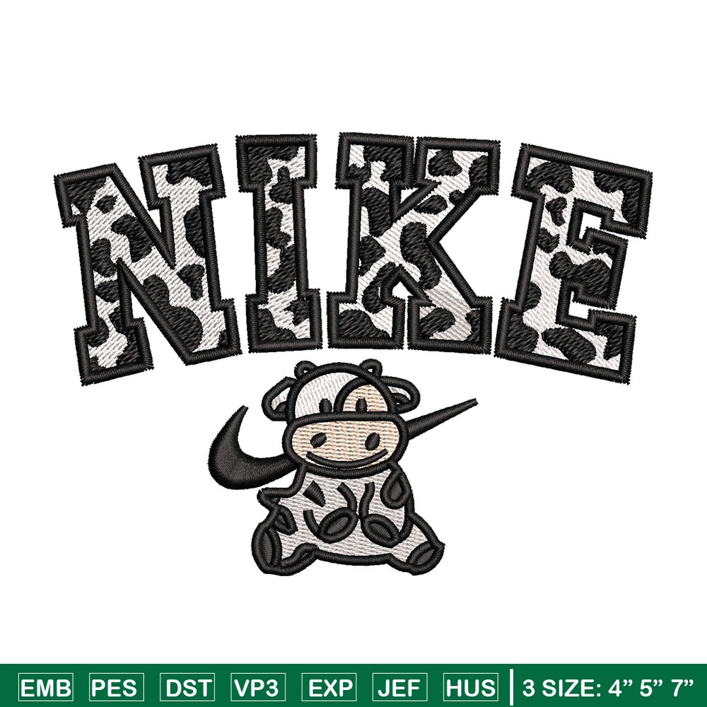 Dairy cow x nike embroidery design, Cow embroidery, Nike design, Embroidery shirt, Embroidery file, Digital download.jpg