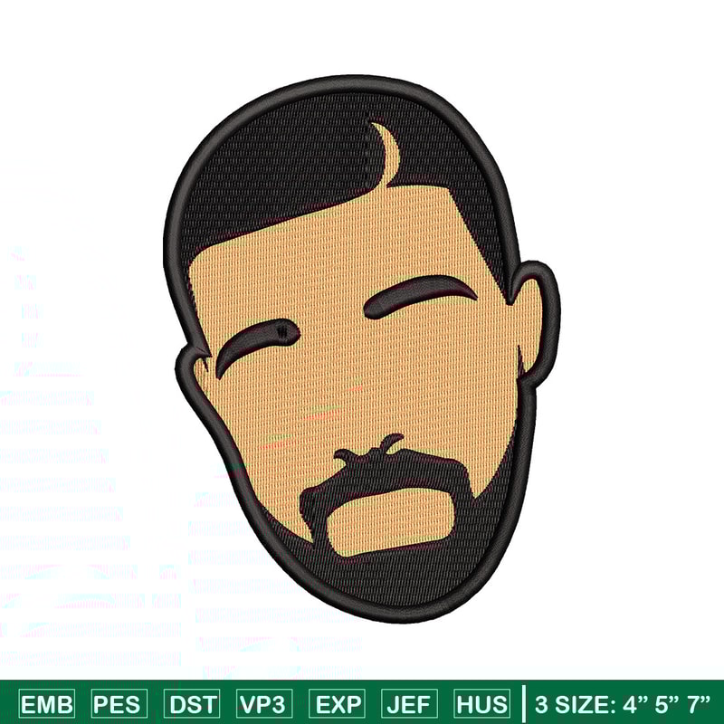 Drake face embroidery design, Drake embroidery, Embroidery file, Embroidery shirt, Emb design,Digital download.jpg