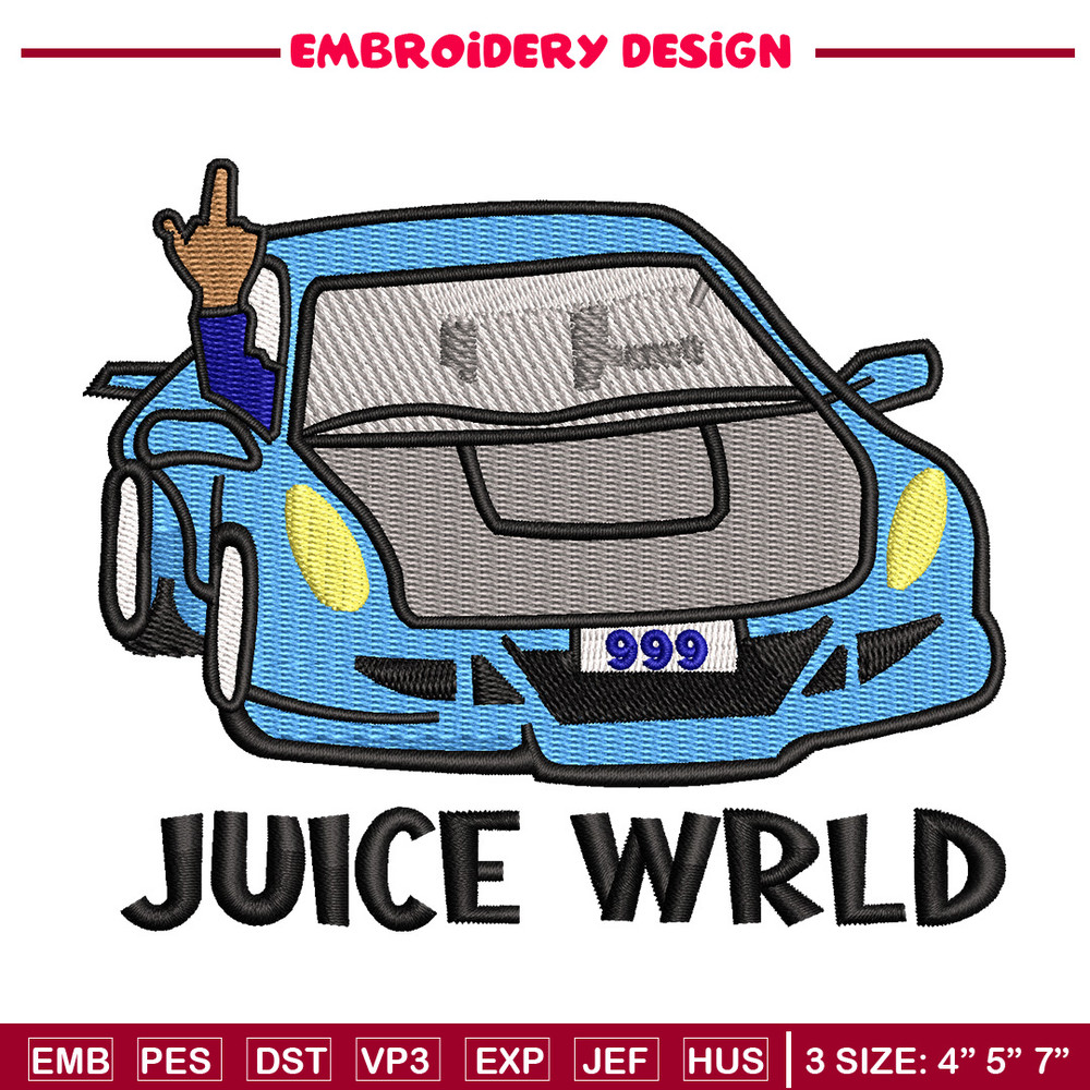 Juice wrld embroidery design, Car logo embroidery, Embroidery file,Embroidery shirt, Emb design, Digital download.jpg