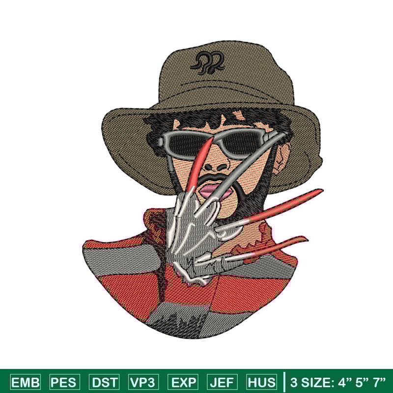 Freddy Krueger embroidery design, Horror embroidery, Embroidery file, Embroidery shirt, Emb design, Digital download.jpg