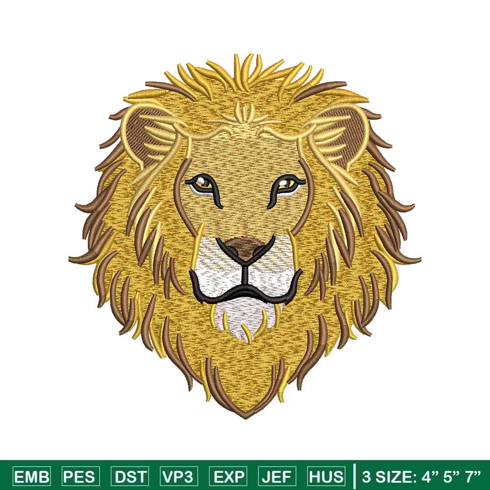 Goden lion embroidery design, Lion embroidery, Embroidery file, Embroidery shirt, Emb design, Digital download.jpg