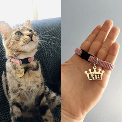 Custom Cat Collar with ID Tag, Cat Collar with Personalized Name Tag, Engraved Cat Collars, Gift Cat Bandana, Adjustable