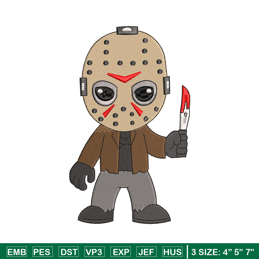 Jason Voorhees embroidery design, Horror embroidery, Embroidery file, Embroidery shirt, Emb design, Digital download.jpg