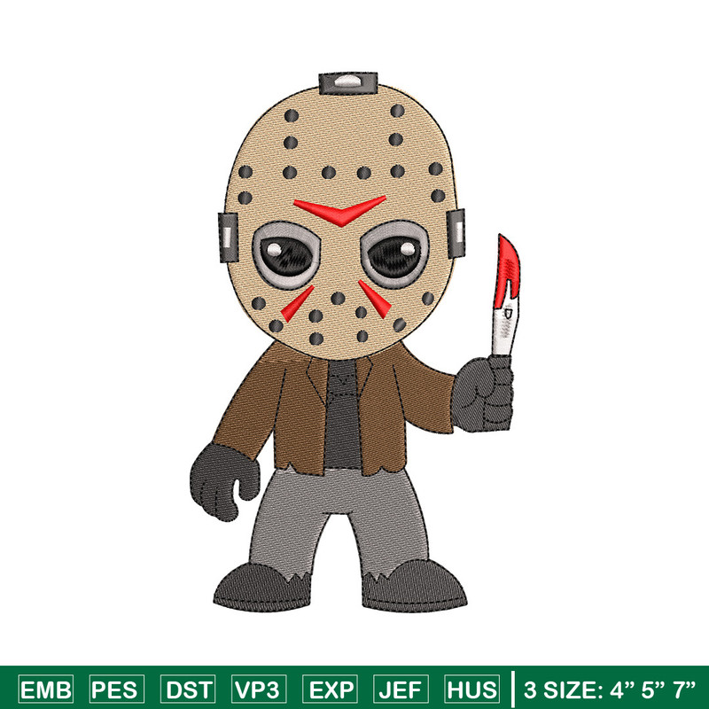 Jason Voorhees embroidery design, Horror embroidery, Embroidery file, Embroidery shirt, Emb design, Digital download.jpg