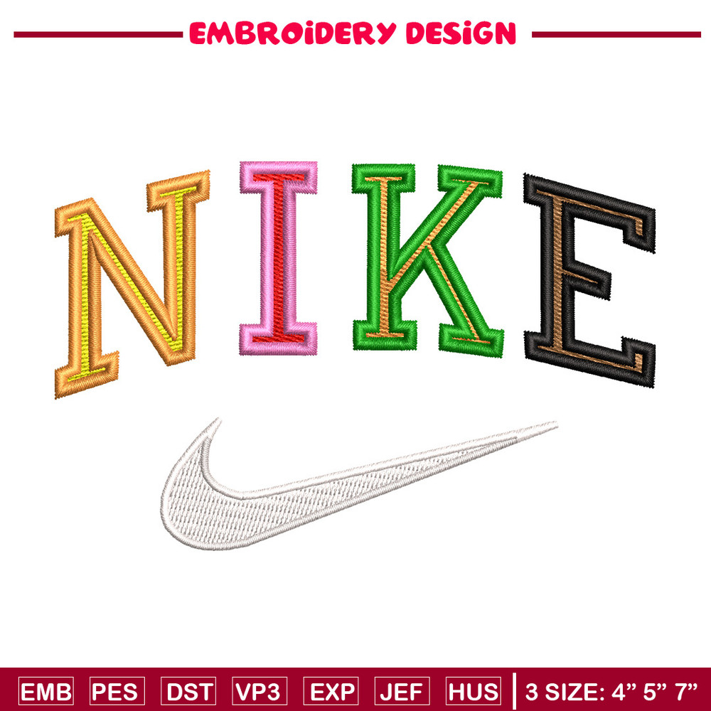 Nike color embroidery design, Nike embroidery, Nike design, Embroidery shirt, Embroidery file, Digital download.jpg