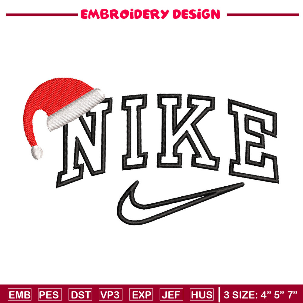 Nike hat embroidery design, Chrismas embroidery, Nike design, Embroidery shirt, Embroidery file, Digital download.jpg