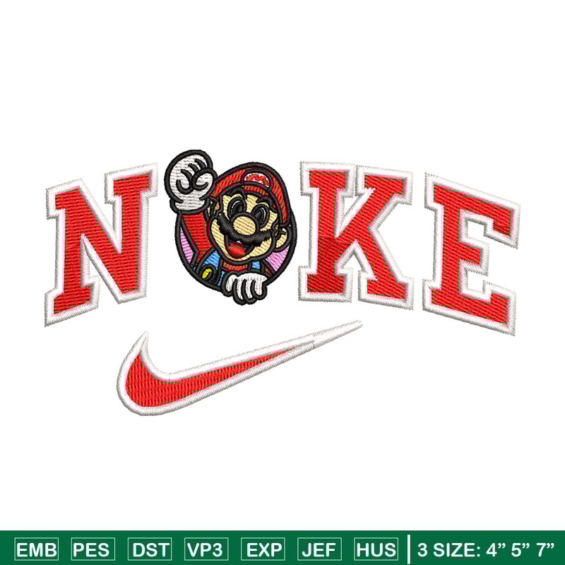 Mario swoosh embroidery design, Mario embroidery, Embroidery file, Embroidery shirt, Nike design,Digital download.jpg