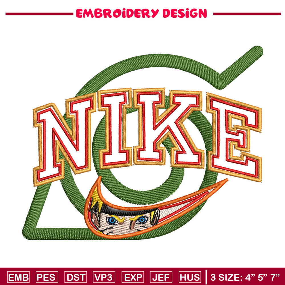 Nike konoha logo embroidery design, Naruto embroidery, Nike design,Embroidery shirt, Embroidery file, Digital download.jpg