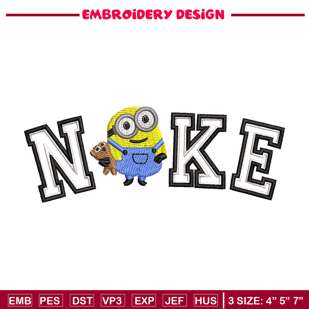 Nike minion embroidery design, Minion embroidery, Nike design, Embroidery shirt, Embroidery file, Digital download.jpg