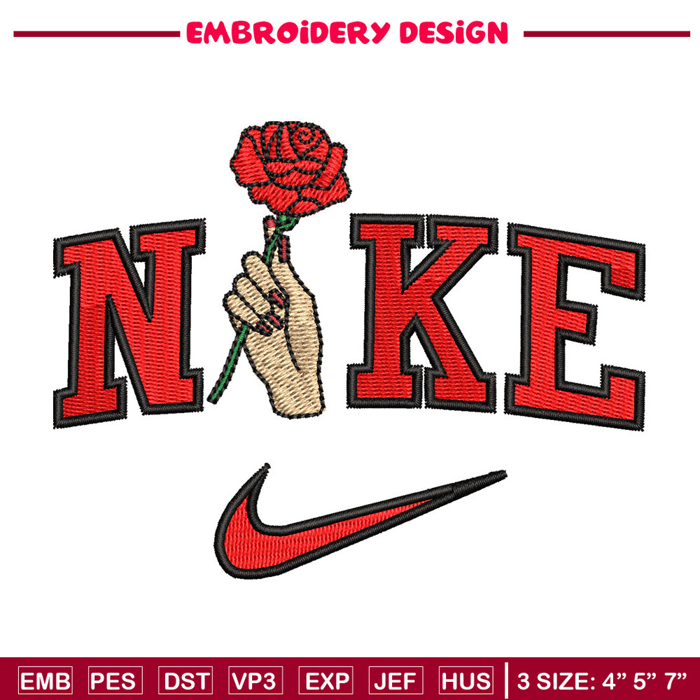 Nike red rose embroidery design, Nike embroidery, Embroidery file, Embroidery shirt, Emb design, Digital download.jpg