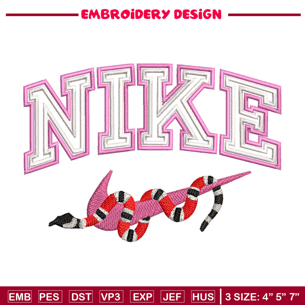 Nike snake embroidery design, Snake embroidery, Nike design, Embroidery shirt, Embroidery file, Digital download.jpg