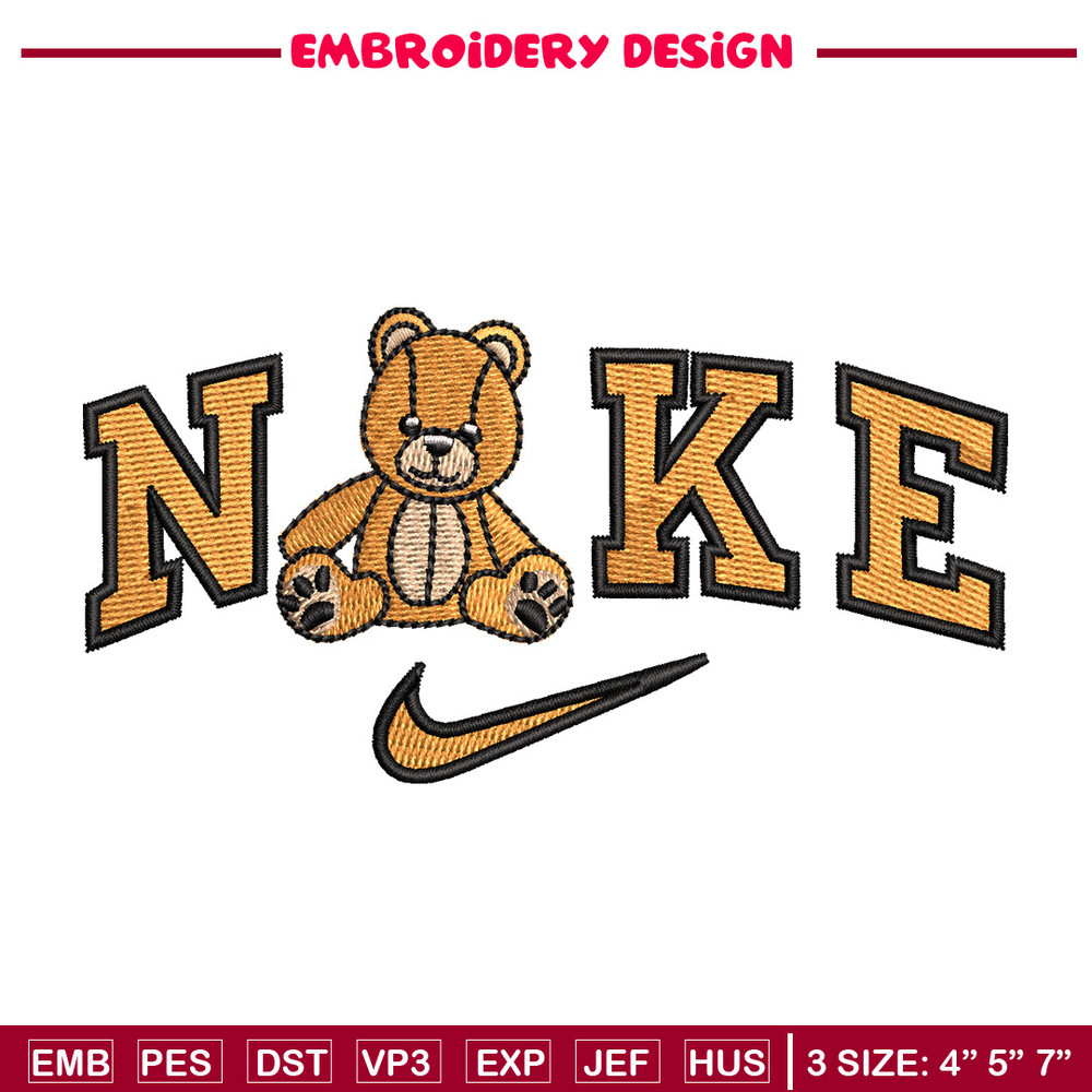 Nike teddy bear embroidery design, Bear embroidery, Nike design,Embroidery file,Embroidery shirt,Digital download.jpg