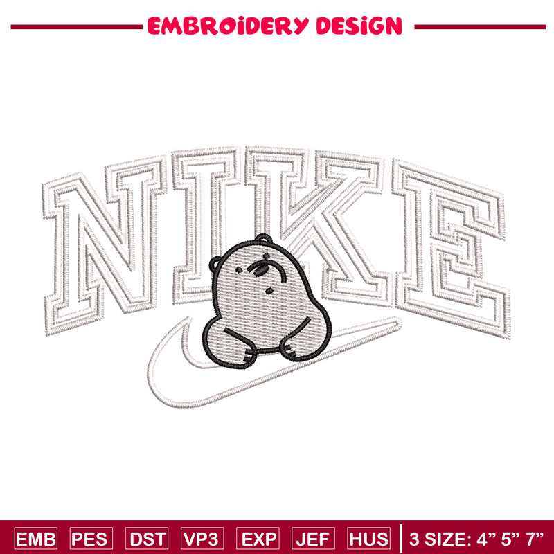 Nike white bear embroidery design, Cartoon embroidery, Nike design, Embroidery shirt, Embroidery file,Digital download.jpg