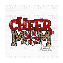 cheer design png, cheer mom cheetah with red and white pom poms png, cheerleading sublimation design, cheerleading png,