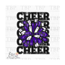 Cheer Design PNG, Cheer Pom Poms in Black and Purple PNG, Cheerleading Sublimation Design, Cheerleading png, 300dpi reso