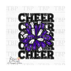 cheer design png, cheer pom poms in black and purple png, cheerleading sublimation design, cheerleading png, 300dpi reso