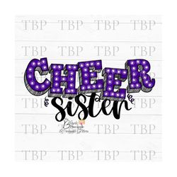 cheer design png, cheer sister marquee in purple, cheerleading sublimation design, cheerleading png, cheerleading sister