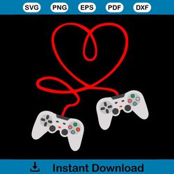 Video Gamer Valentines Day With Controllers Heart Svg, Valentine Svg, Game Svg, Gamer Svg, Gaming Svg, Game Controller S