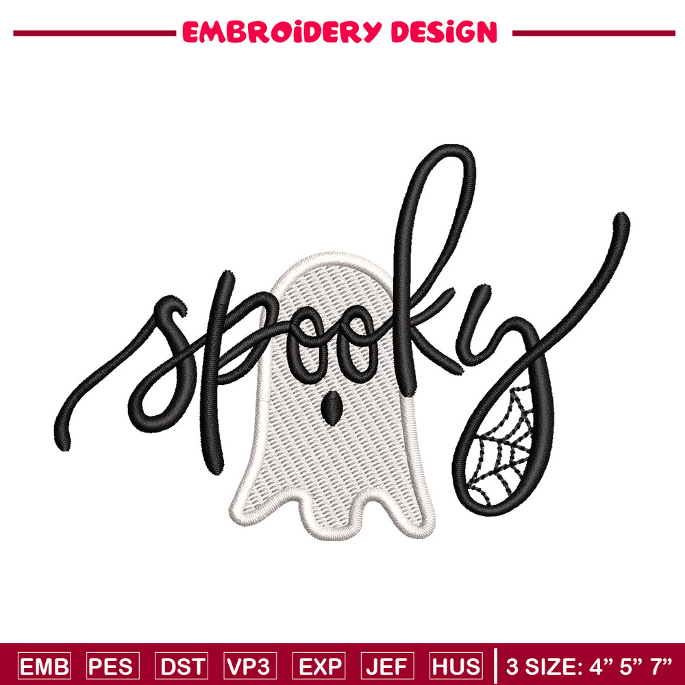 Spooky ghost embroidery design, Spooky embroidery, Emb design, Embroidery shirt, Embroidery file, Digital download.jpg