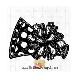 cheer design cheerleading pom pom and megaphone white and black png 300dpi clipart sublimation download design