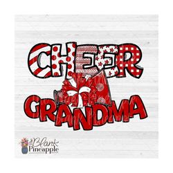 cheer design png, cheer grandma in red with transparent text png, cheer sublimation design, cheerleading design
