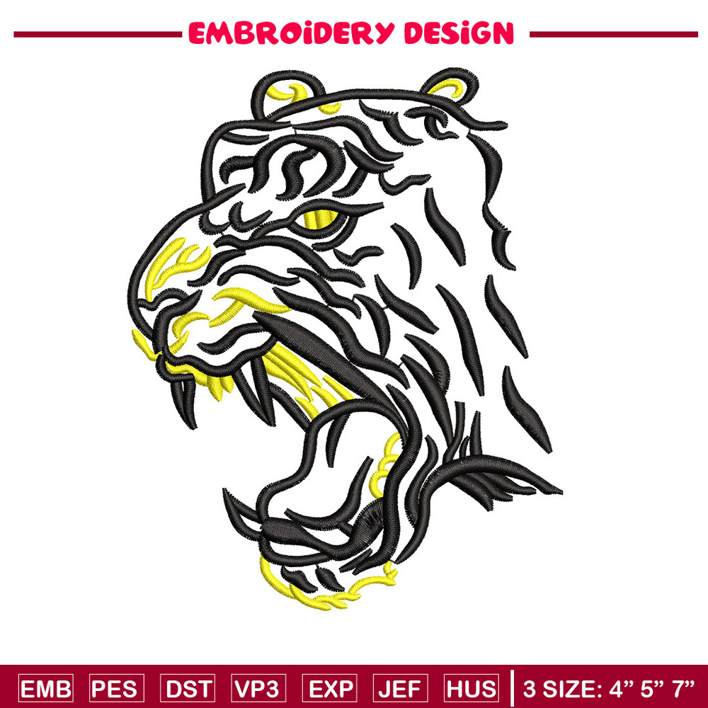 Tiger face embroidery design, Tiger embroidery, Emb design, Embroidery shirt, Embroidery file, Digital download.jpg