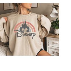 disney rainbow castle sweatshirt, disney vintage ,disney family sweatshirt, disney castle sweatshirt, disney retro sweat