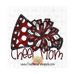 cheer design cheer mom pom pom and megaphone white and crimson png 300dpi clipart sublimation download design