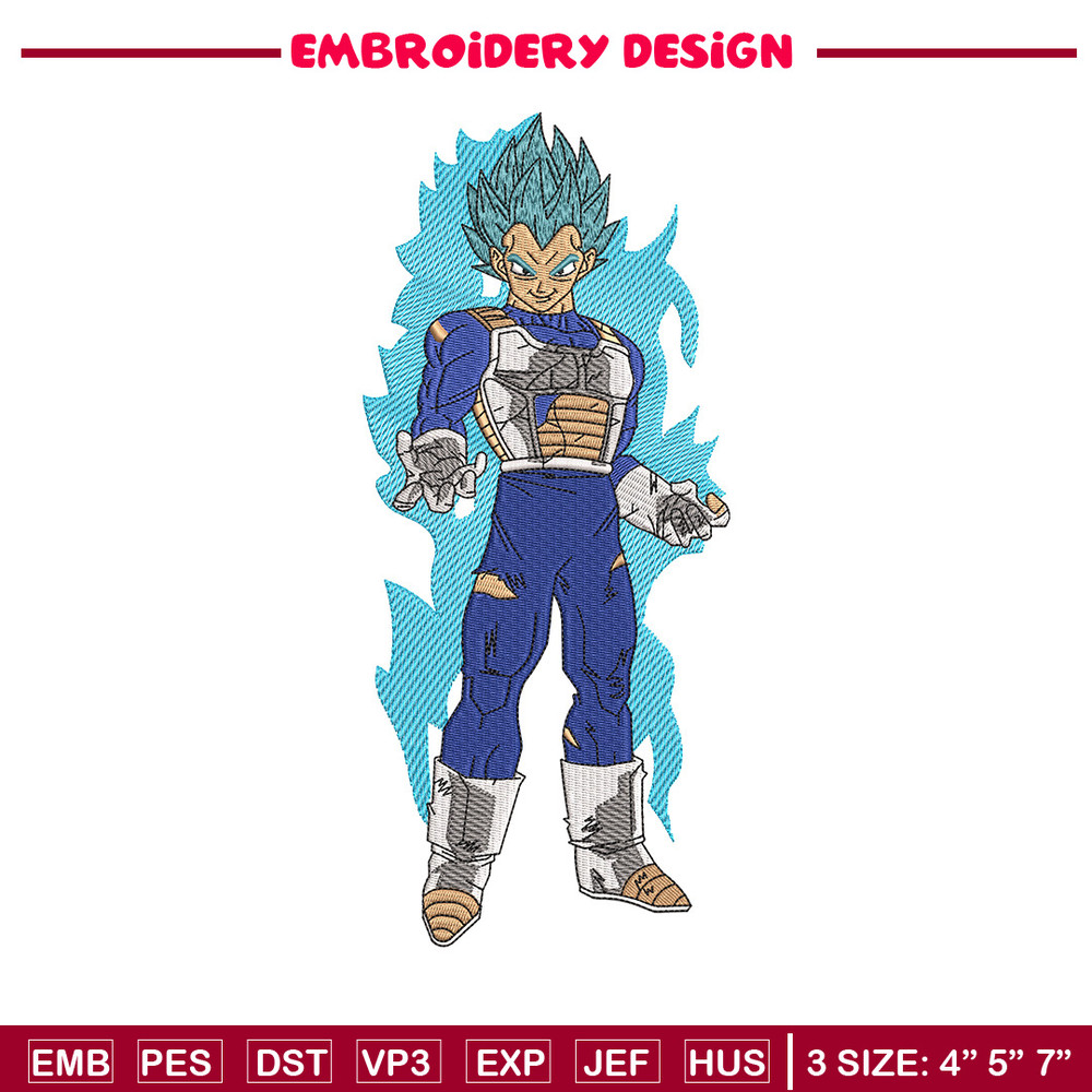 Vegeta blue embroidery design, Dragonball embroidery, Embroidery file, Embroidery shirt, Emb design, Digital download.jpg