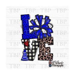 cheer design png, love cheer blue png, cheerleading design, cheer sublimation design, cheerleading png, 300dpi png