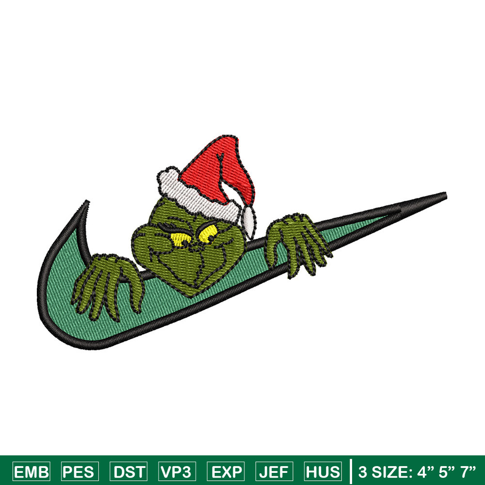 Nike x grinch embroidery design, Chrismas embroidery, Nike design, Embroidery shirt, Embroidery file,Digital download.jpg