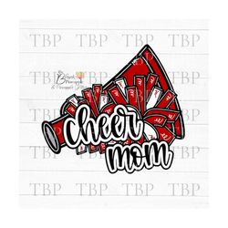 cheer design cheer mom pom poms and megaphone in red png clipart sublimation download design, cheerleading design, cheer