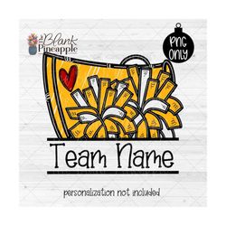 Cheer Design Png, Cheer Megaphone and Pom Poms in Yellow Png, ADD YOUR OWN Name, Cheer Sublimation Png, Cheerleading shi