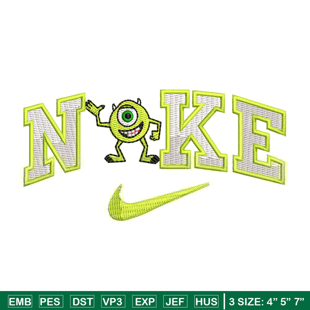Nike x mike embroidery design, Disney embroidery, Nike design, Embroidery shirt, Embroidery file, Digital download.jpg
