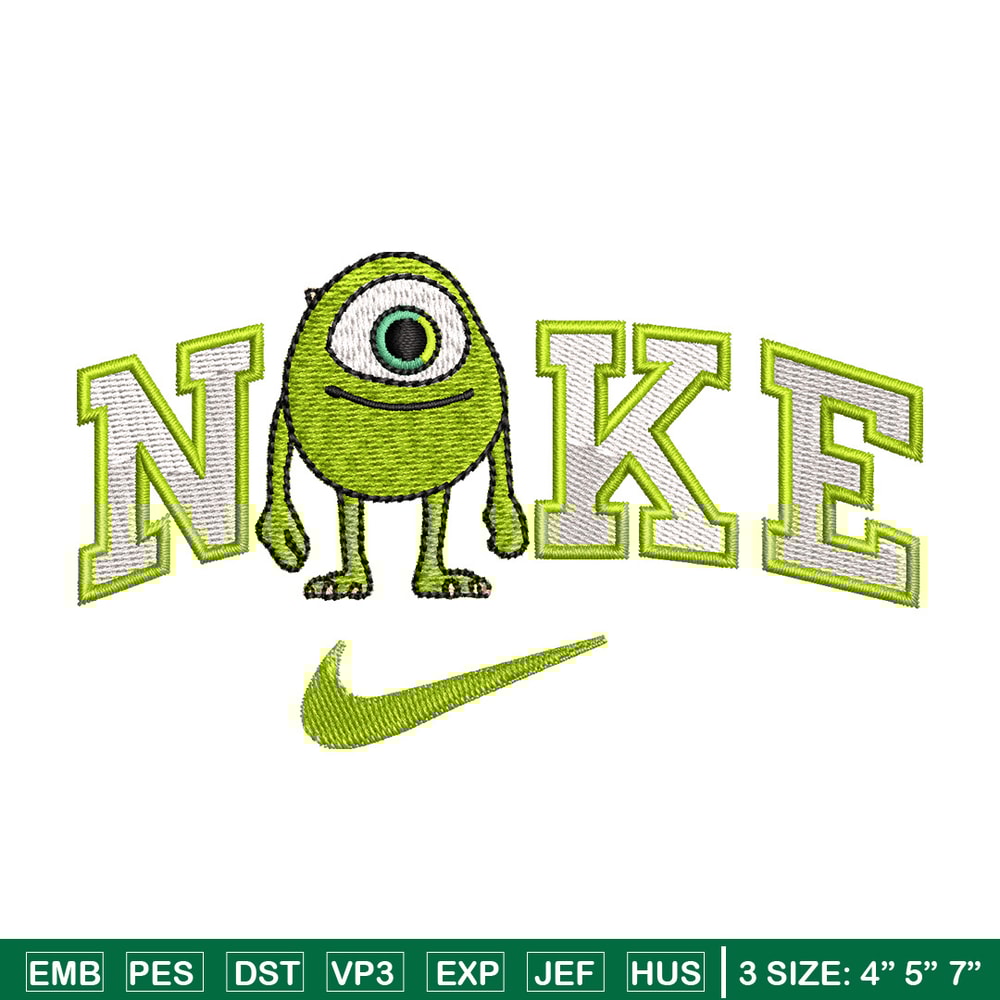 Nike x mike embroidery design, Disney monster embroidery, Nike design,Embroidery file,Embroidery shirt,Digital download.jpg