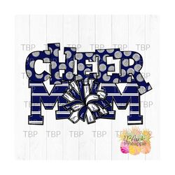 cheer design cheer mom doodles with pom poms in navy png 300dpi clipart sublimation download design