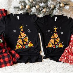 funny pizza christmas tree t shirt, pizza christmas shirt, pizza christmas tree lights shirt, pizza lover shirt -a899