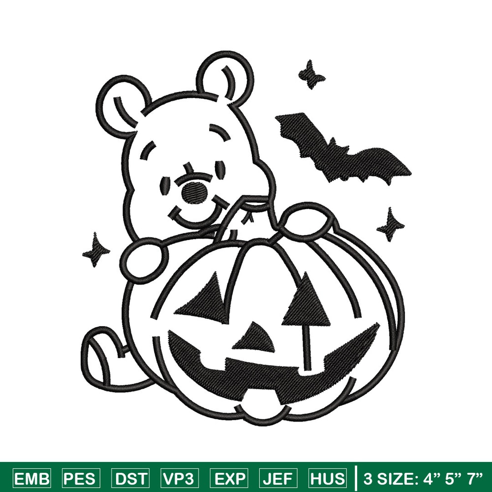 Pooh pumpkin embroidery design, Halloween embroidery, Embroidery file, Embroidery shirt, Emb design, Digital download.jpg