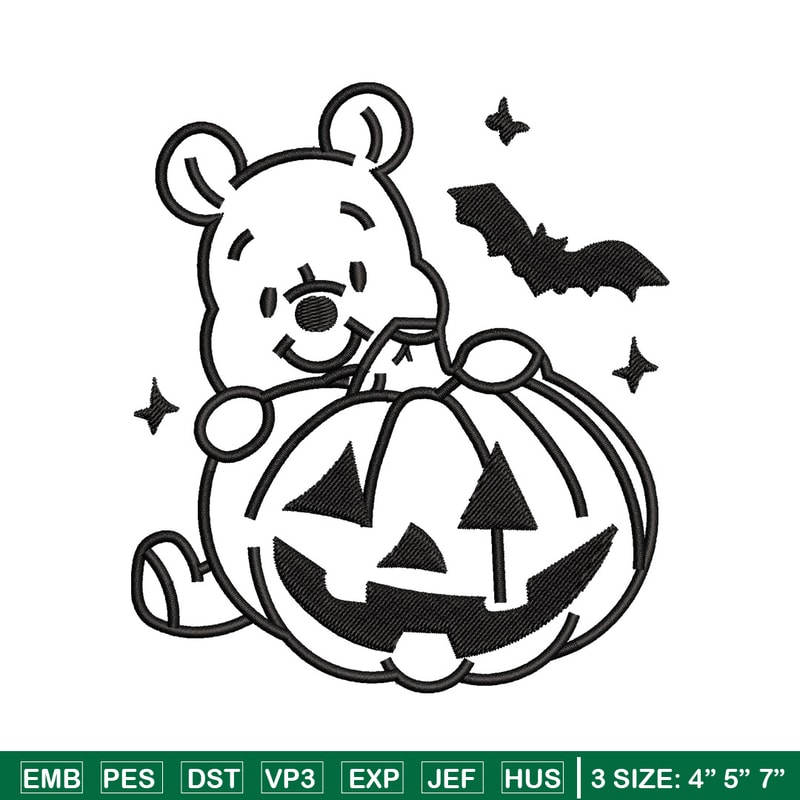 Pooh pumpkin embroidery design, Halloween embroidery, Embroidery file, Embroidery shirt, Emb design, Digital download.jpg