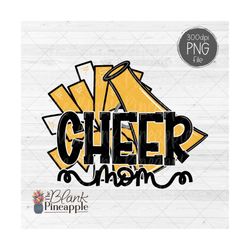 cheer design png, cheer mom pom pom and megaphone in yellow png, cheer sublimation design, cheerleading png, cheer shirt