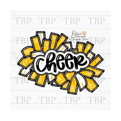 cheer design cheer pom poms in yellow png clipart sublimation download design, cheerleading design, cheerleading png