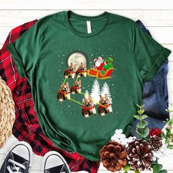 santa riding corgi dog christmas t shirt, funny corgi dog christmas xmas gift,funny christmas corgi shirt - a931