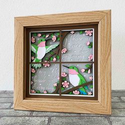 hummingbirds memorial shadow box svg/ christmas memorial svg/ hummingbirds on tree christmas/ for cricut/ for silhouette