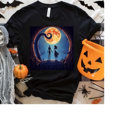 halloween jack skellington and sally tshirt, nightmare before christmas halloween sweatshirt, cute halloween couple tee,