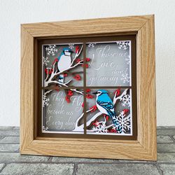 Blue jays Memorial Shadow Box SVG/ Christmas Memorial Gift Box/ Blue jays On Tree Christmas/ For Cricut/ For Silhouette