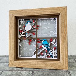 blue jays memorial shadow box svg/ christmas memorial gift box/ blue jays on tree christmas/ for cricut/ for silhouette